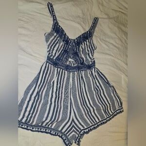 American Eagle Navy and White Romper One Piece, SMALL